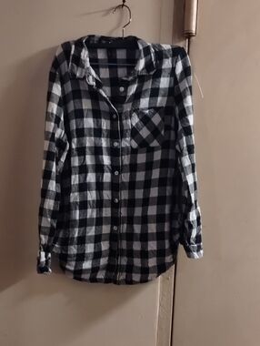 Black and White Plaid Button-Up Shirt